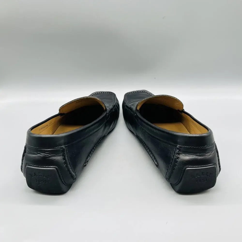 Bally Shoes Mens 9 Black Leather Driving Penny Loafers Slip On Casual Comfort